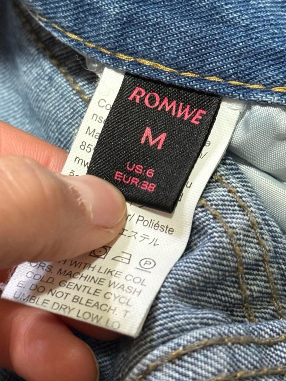 Romwe Wide Leg Grunge Zip Cargo Jeans Oversized Pockets Utility Size 6 - Picture 5 of 6
